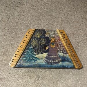 Hand-Painted Musical Instrument with Winter Scene